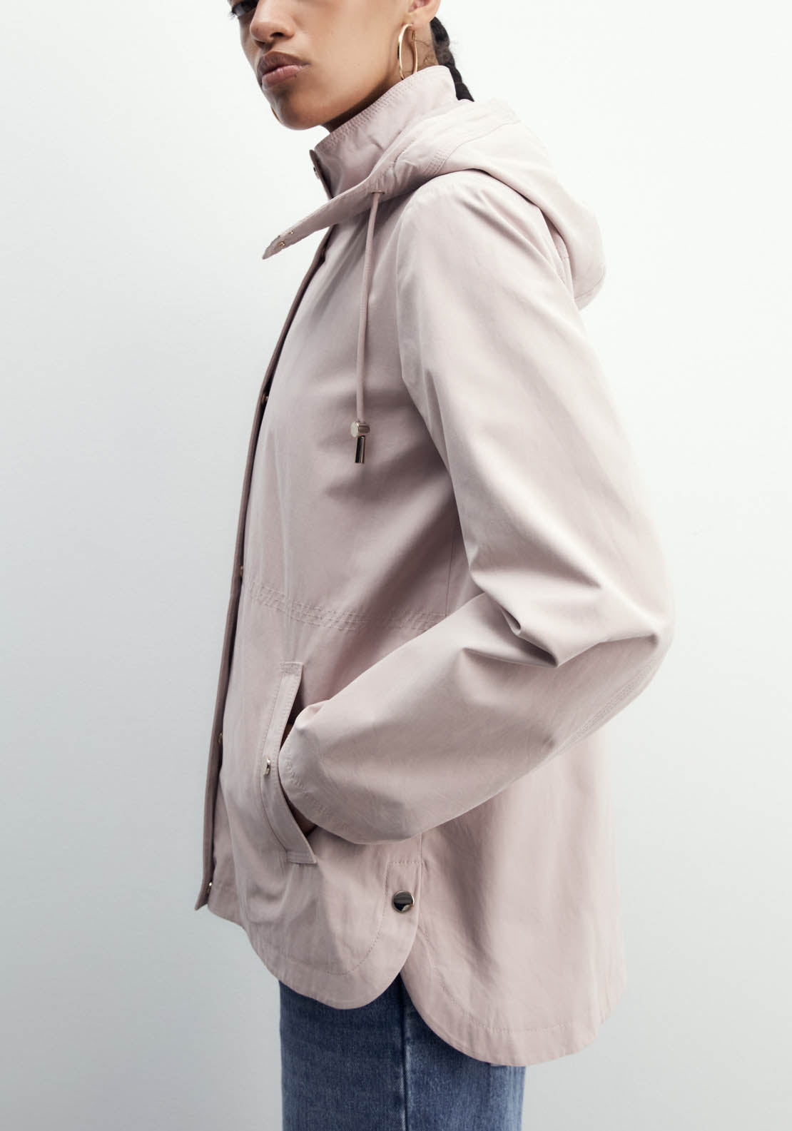 Sfera Curved Hem Parka - Light Pink 4 Shaws Department Stores
