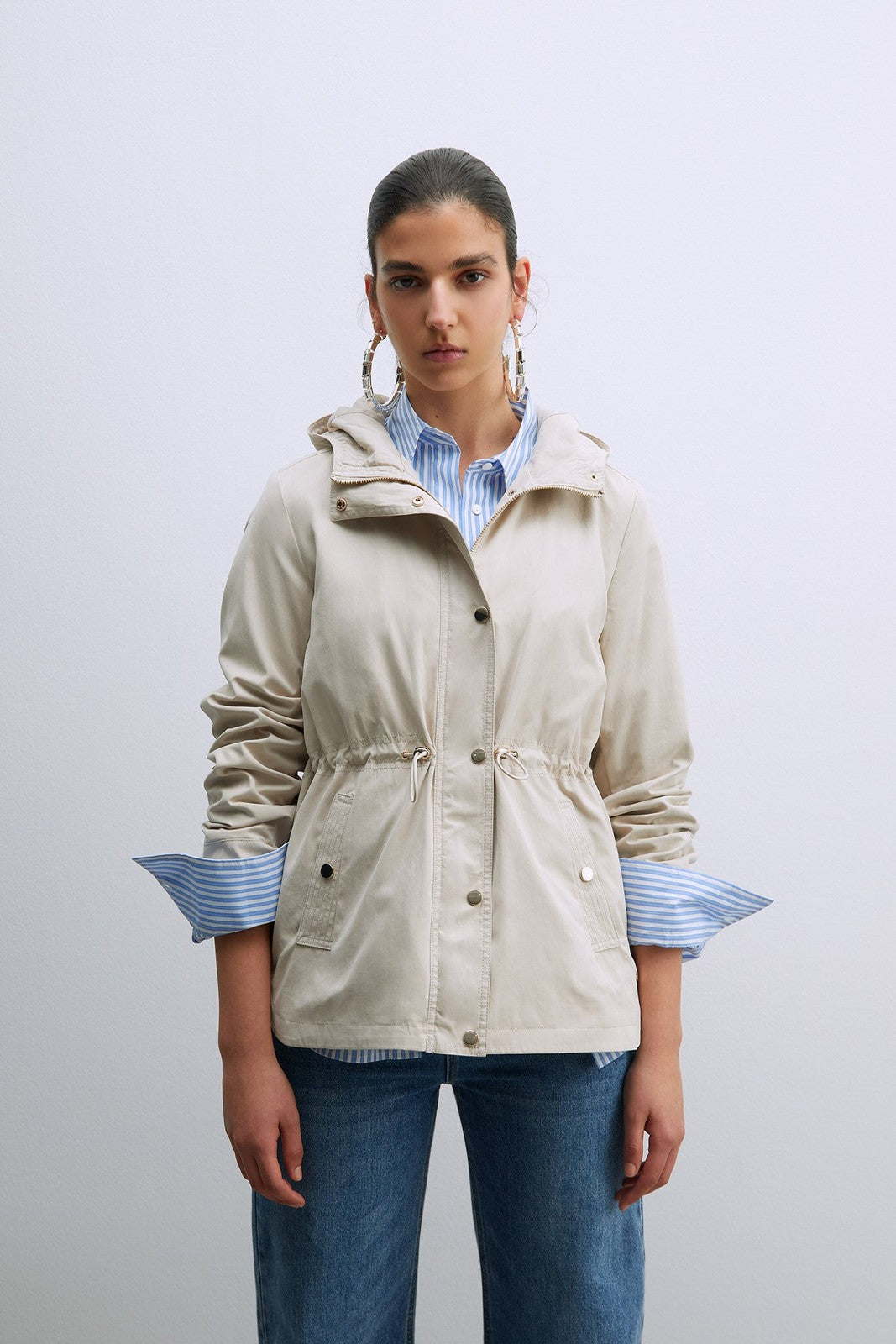 Sfera Hooded Parka W Snitched Waist - Grey 2 Shaws Department Stores