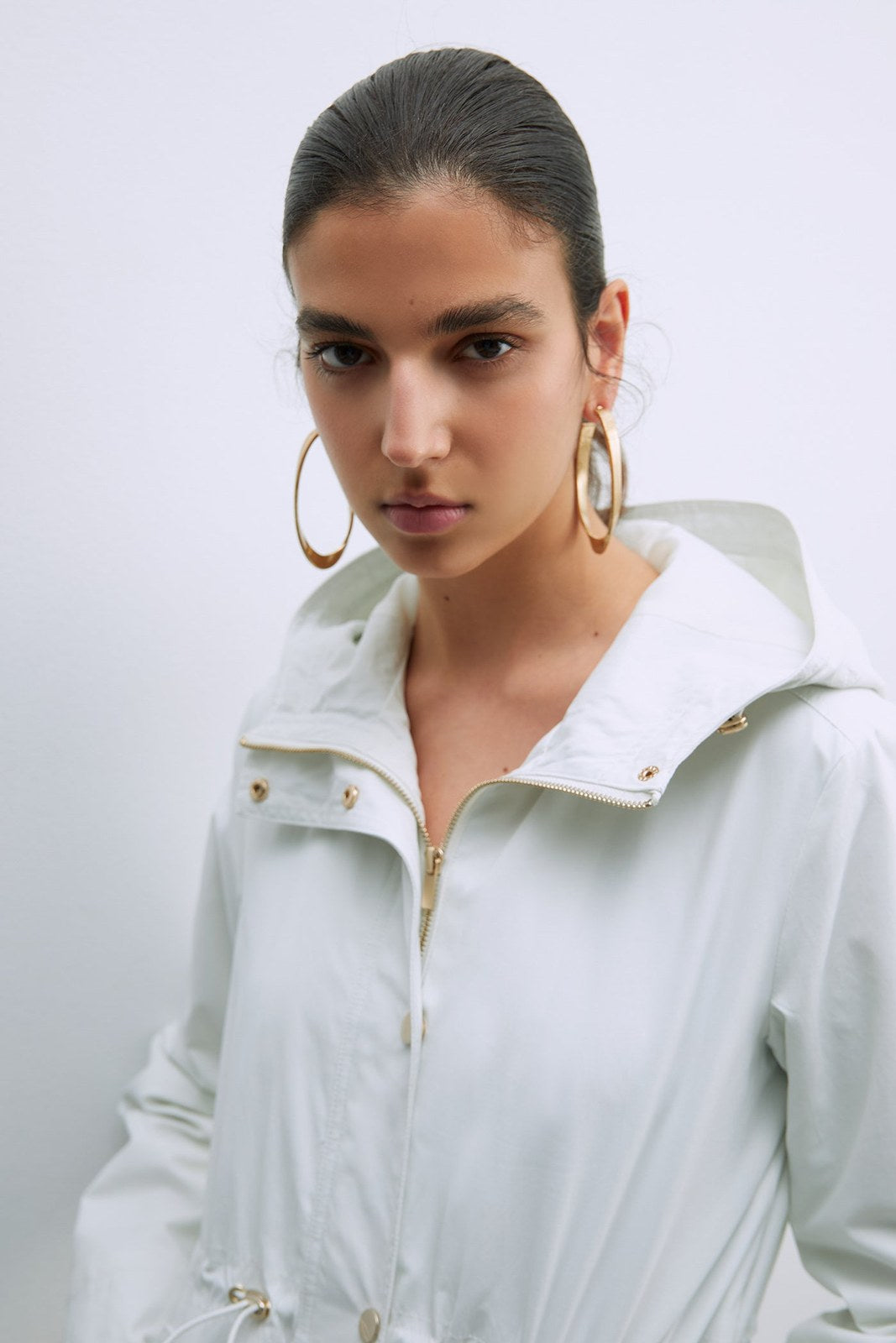 Sfera Hooded Parka W Snitched Waist - White 5 Shaws Department Stores