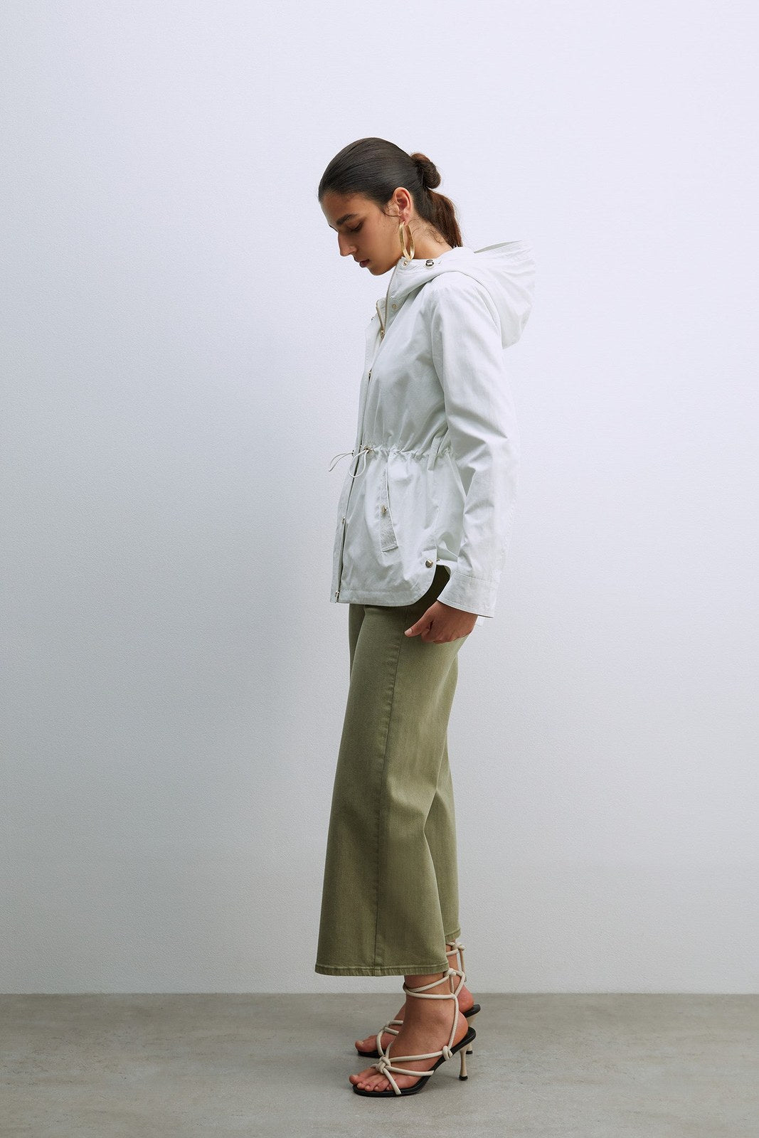 Sfera Hooded Parka W Snitched Waist - White 3 Shaws Department Stores