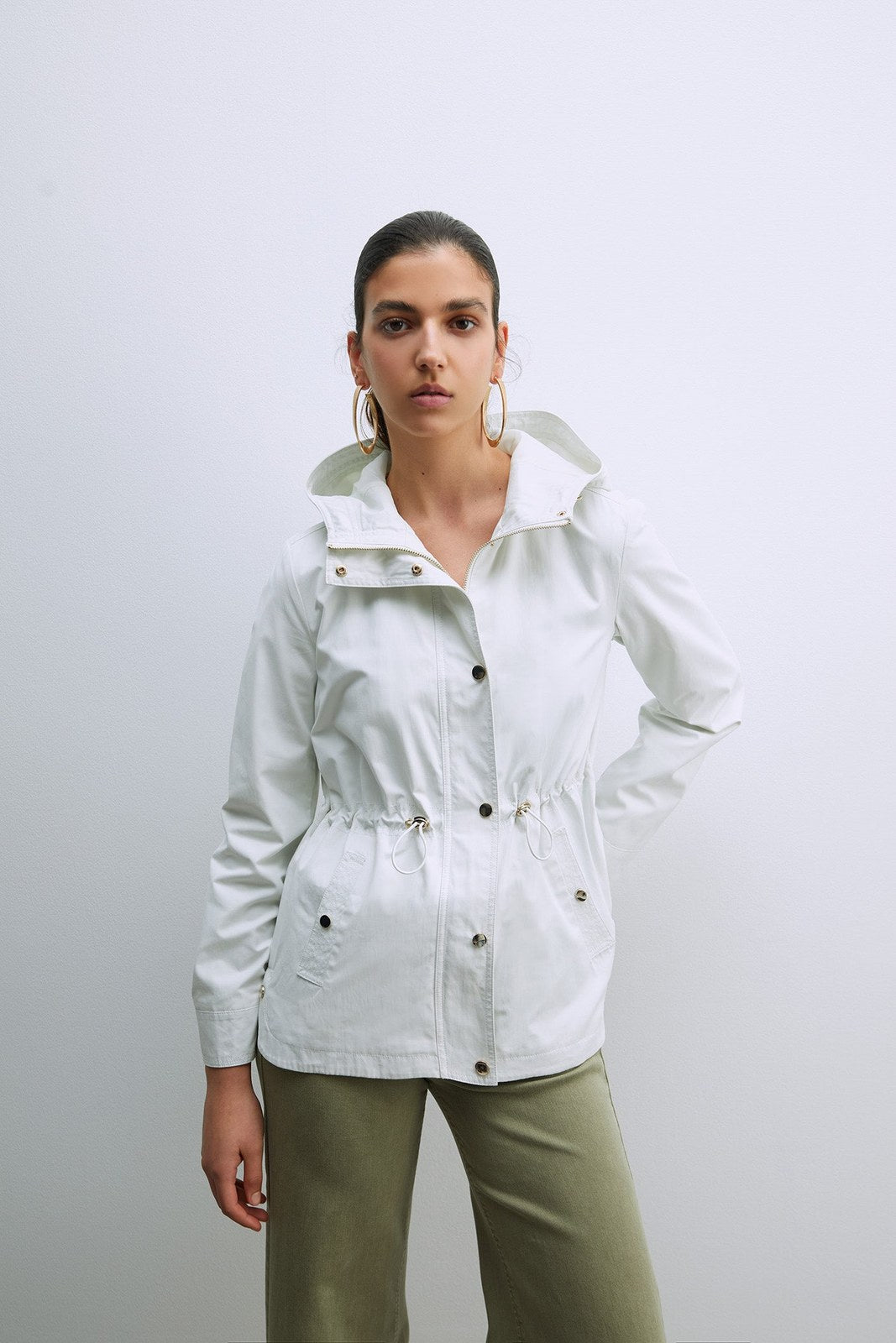 Sfera Hooded Parka W Snitched Waist - White 1 Shaws Department Stores