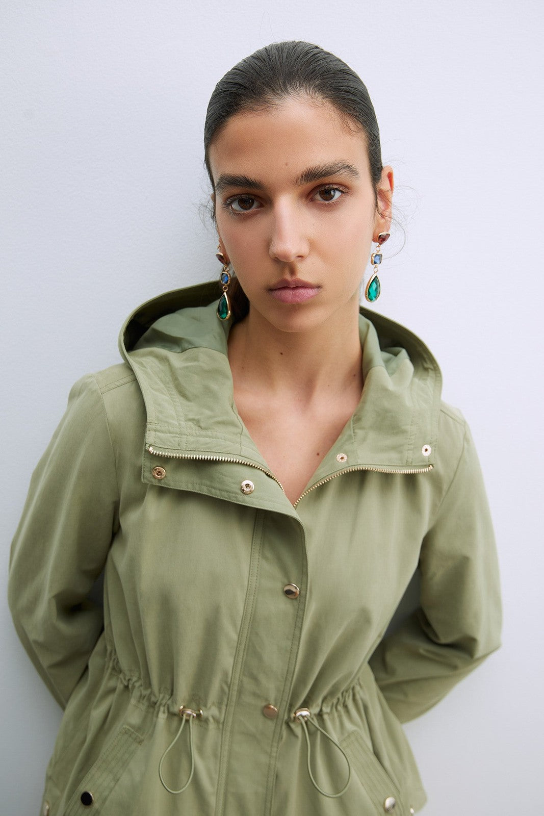 Sfera Hooded Parka W Snitched Waist - Khaki 5 Shaws Department Stores