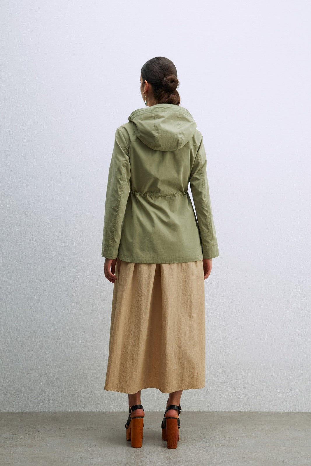 Sfera Hooded Parka W Snitched Waist - Khaki 4 Shaws Department Stores
