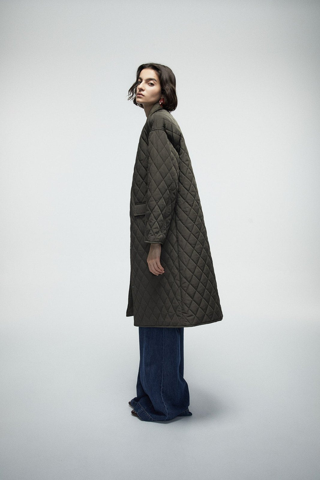 Long Quilted Coat - Beige