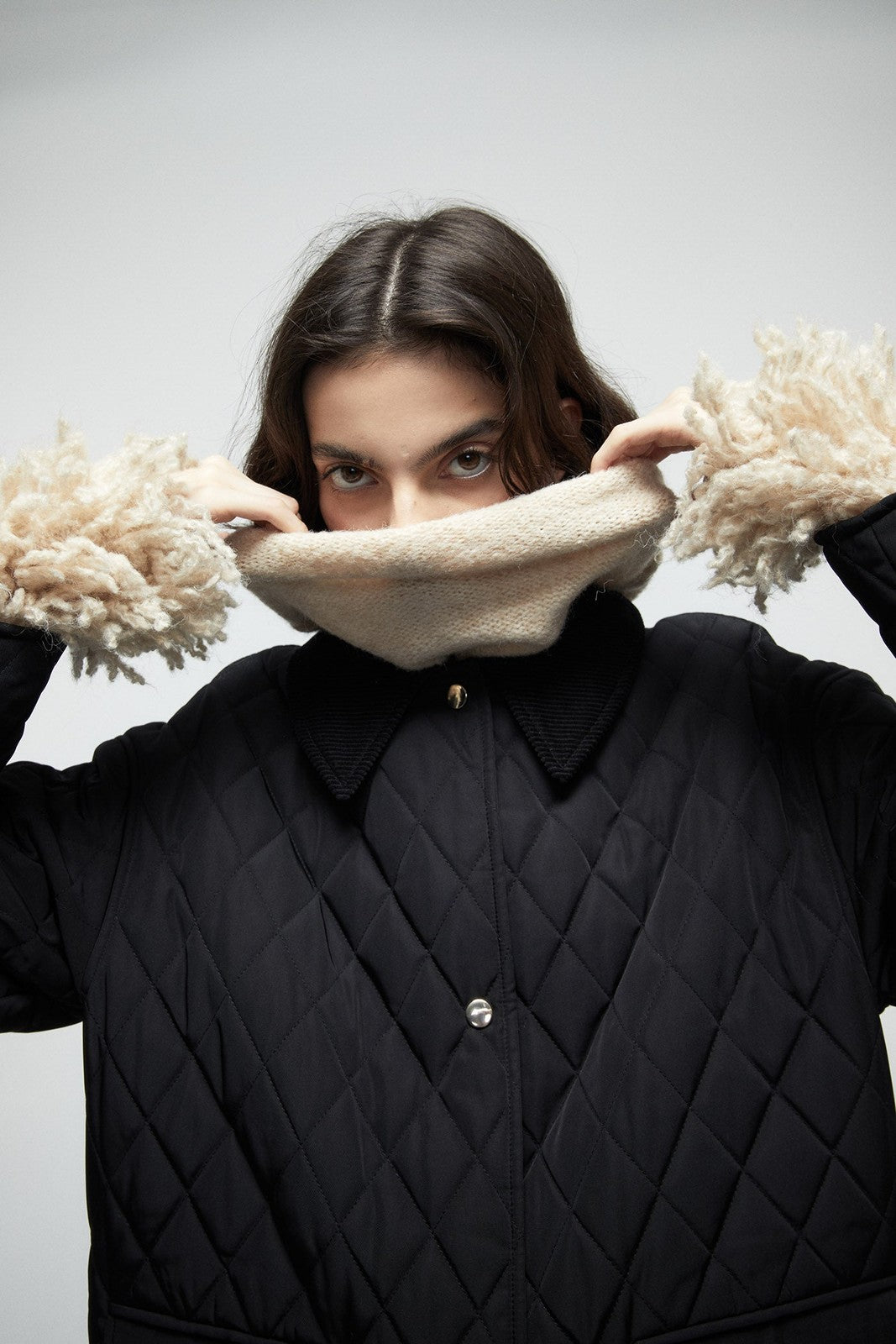 Long Quilted Coat - Black