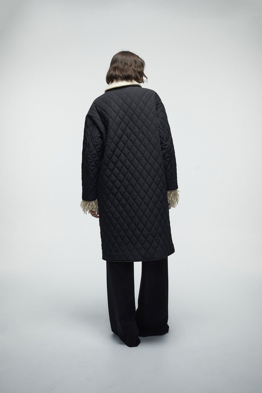 Long Quilted Coat - Black