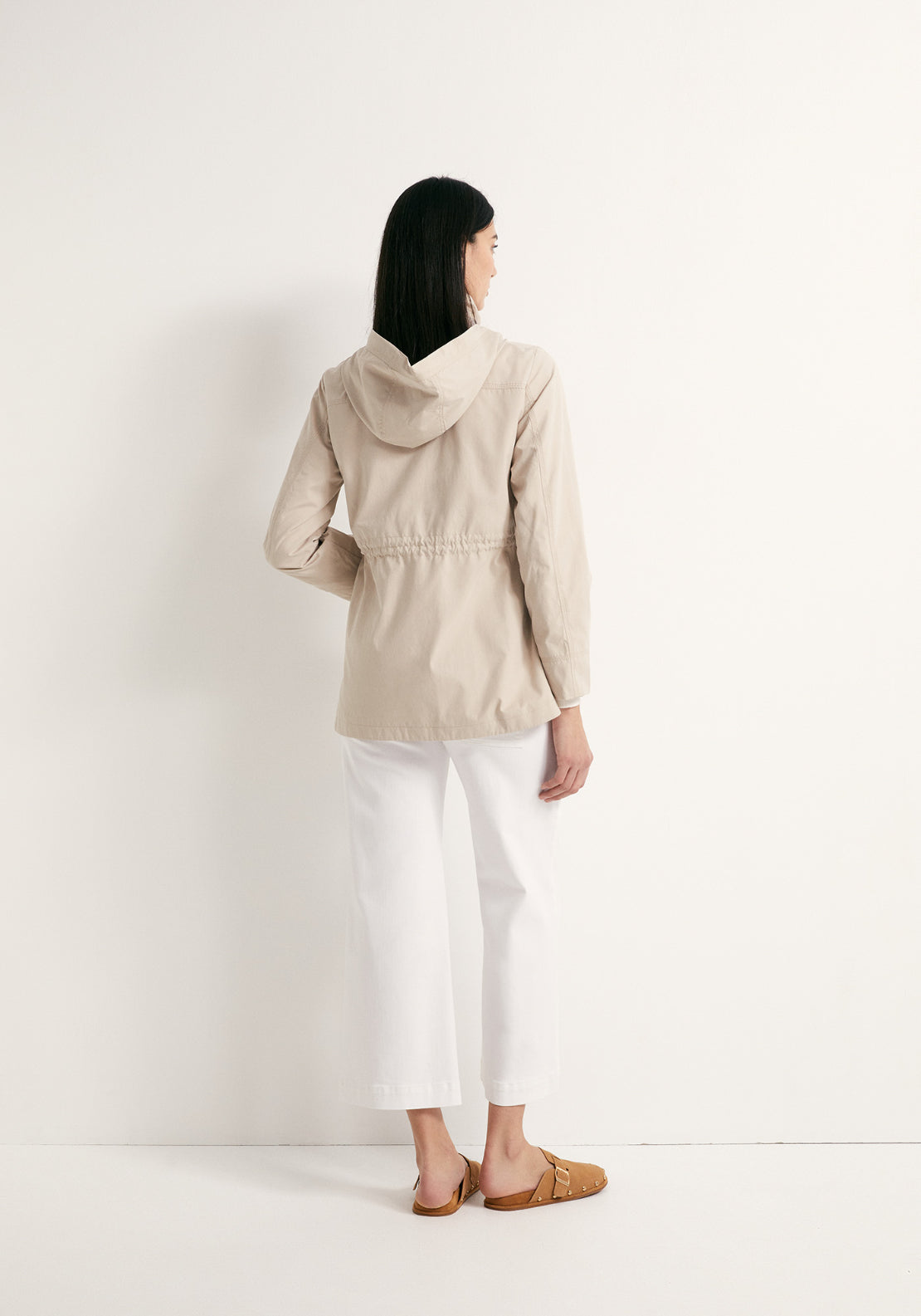 Curved Hem Parka - Stone