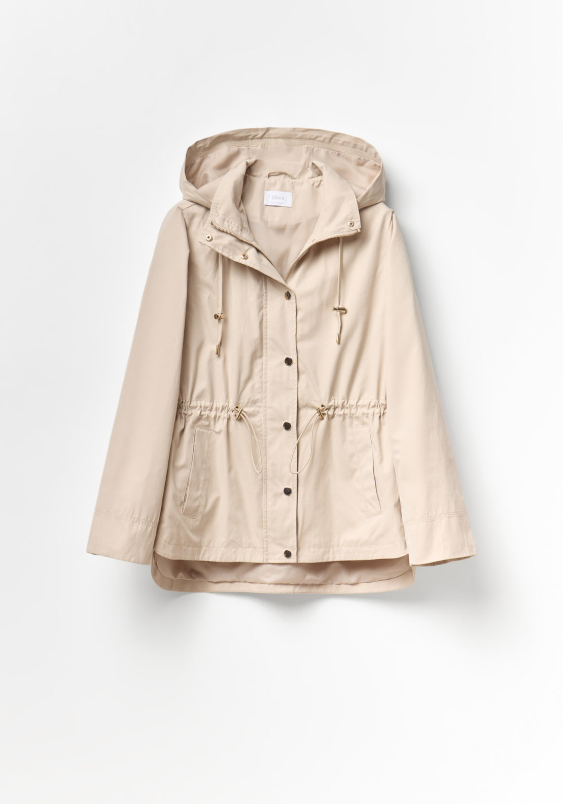 Curved Hem Parka - Stone
