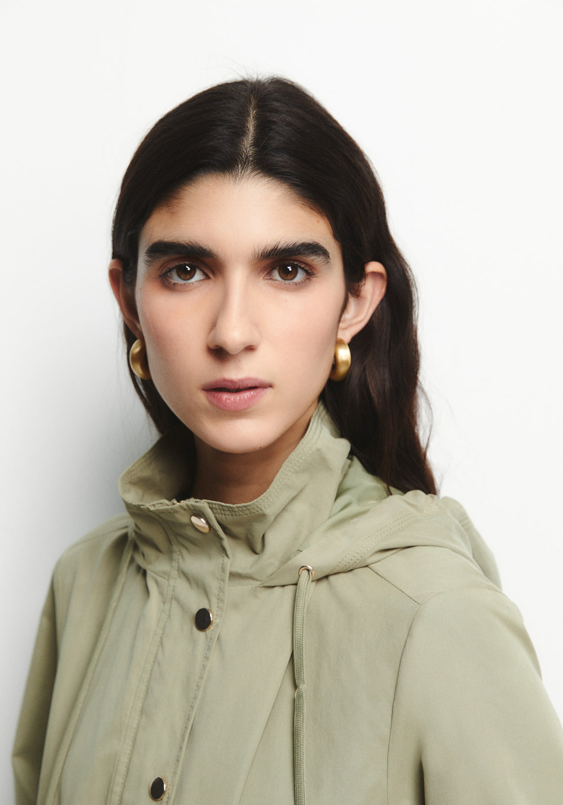 Curved Hem Parka - Beige