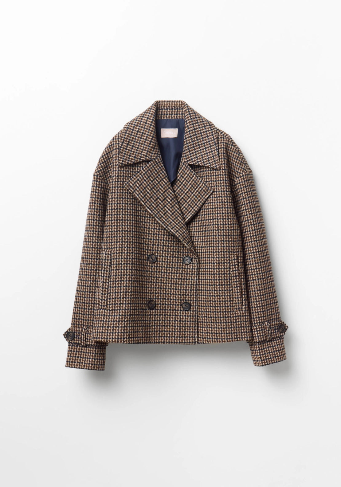 Check Short Coat - Brown