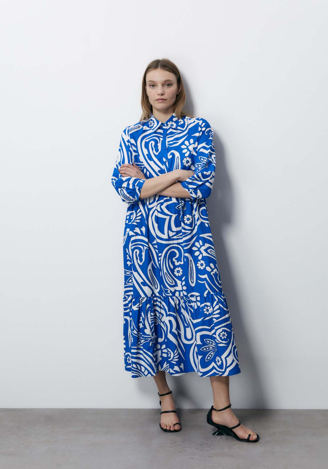 Sfera Long Sleeve Printed Dress 1 Shaws Department Stores