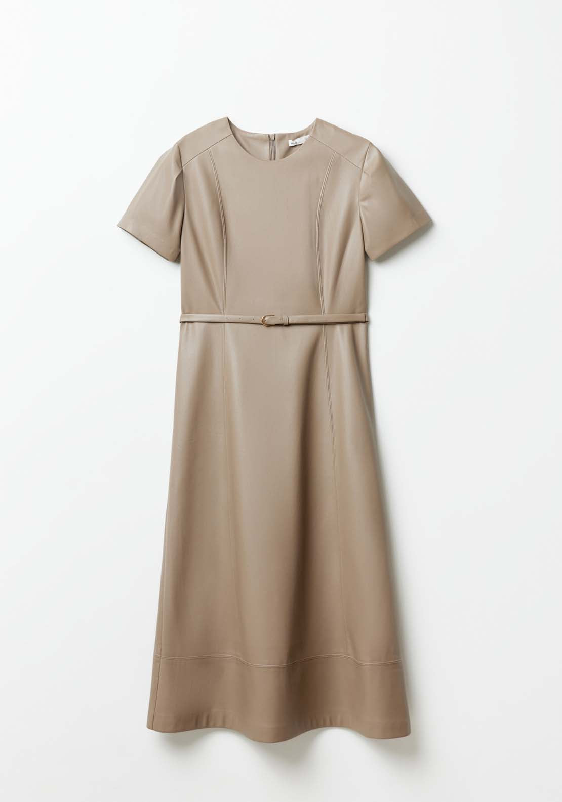 Sfera Faux leather midi dress - Taupe 6 Shaws Department Stores