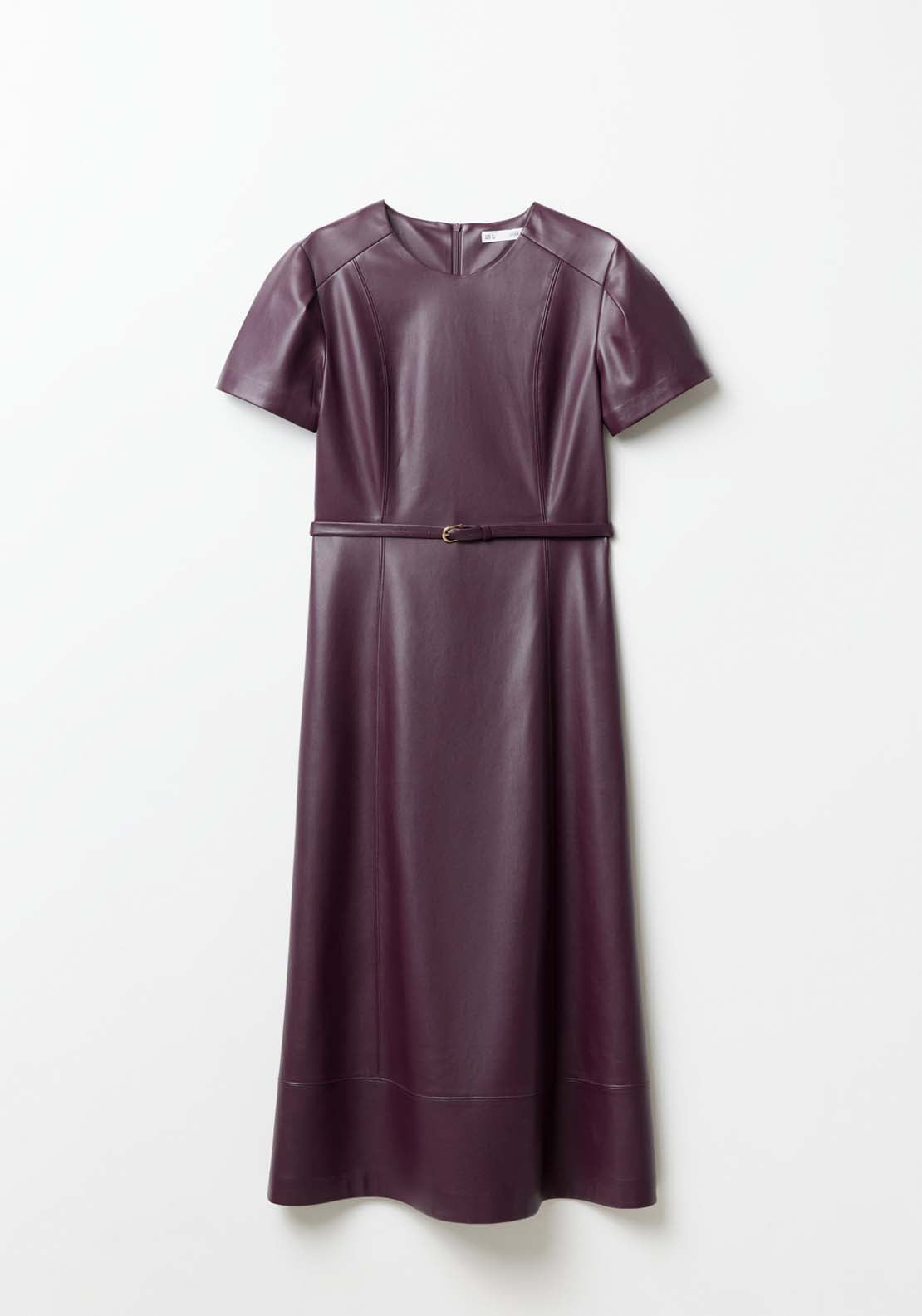 Sfera Faux leather midi dress - Burgundy 7 Shaws Department Stores