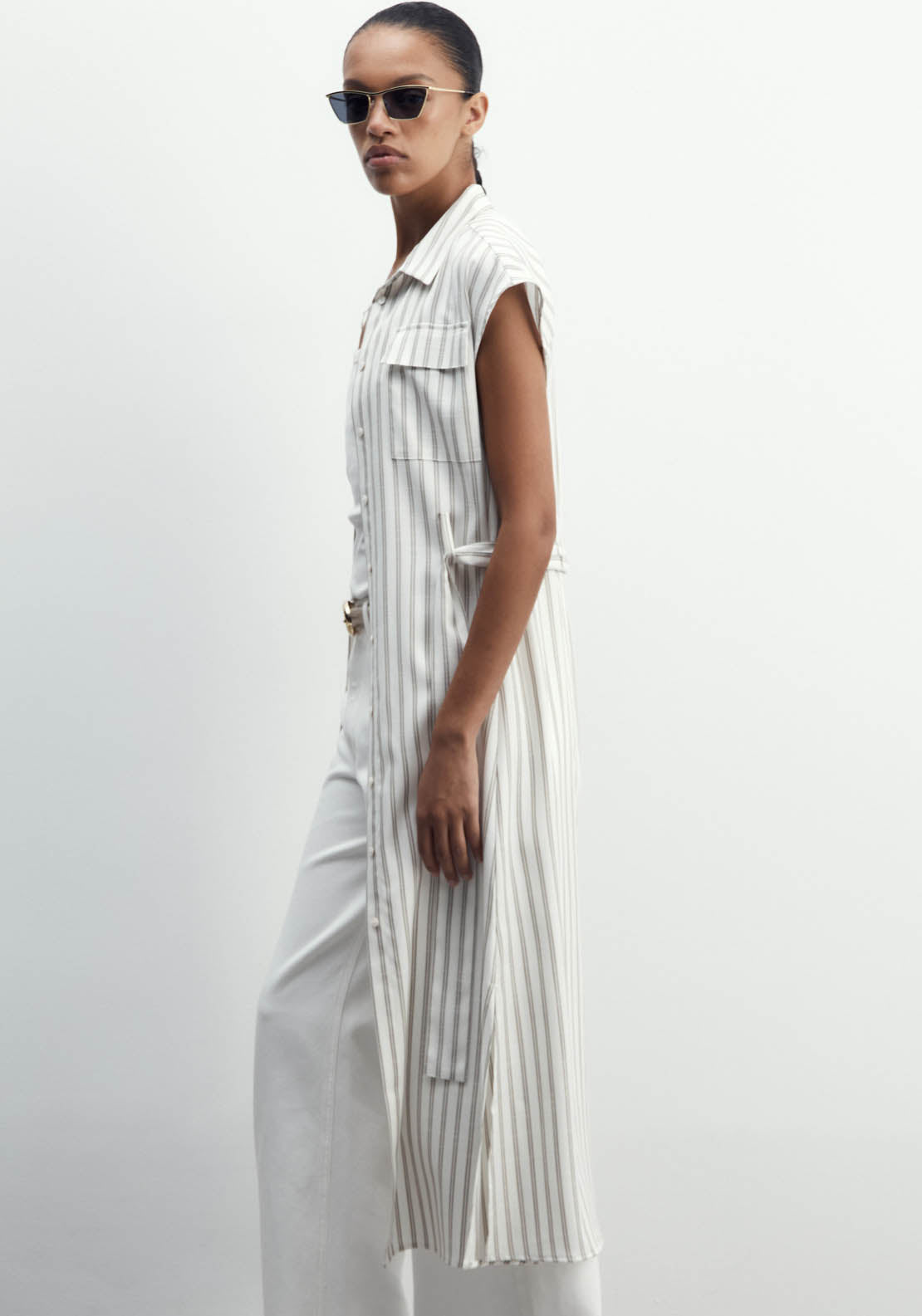 Sfera Striped Dress - Print Camel 4 Shaws Department Stores