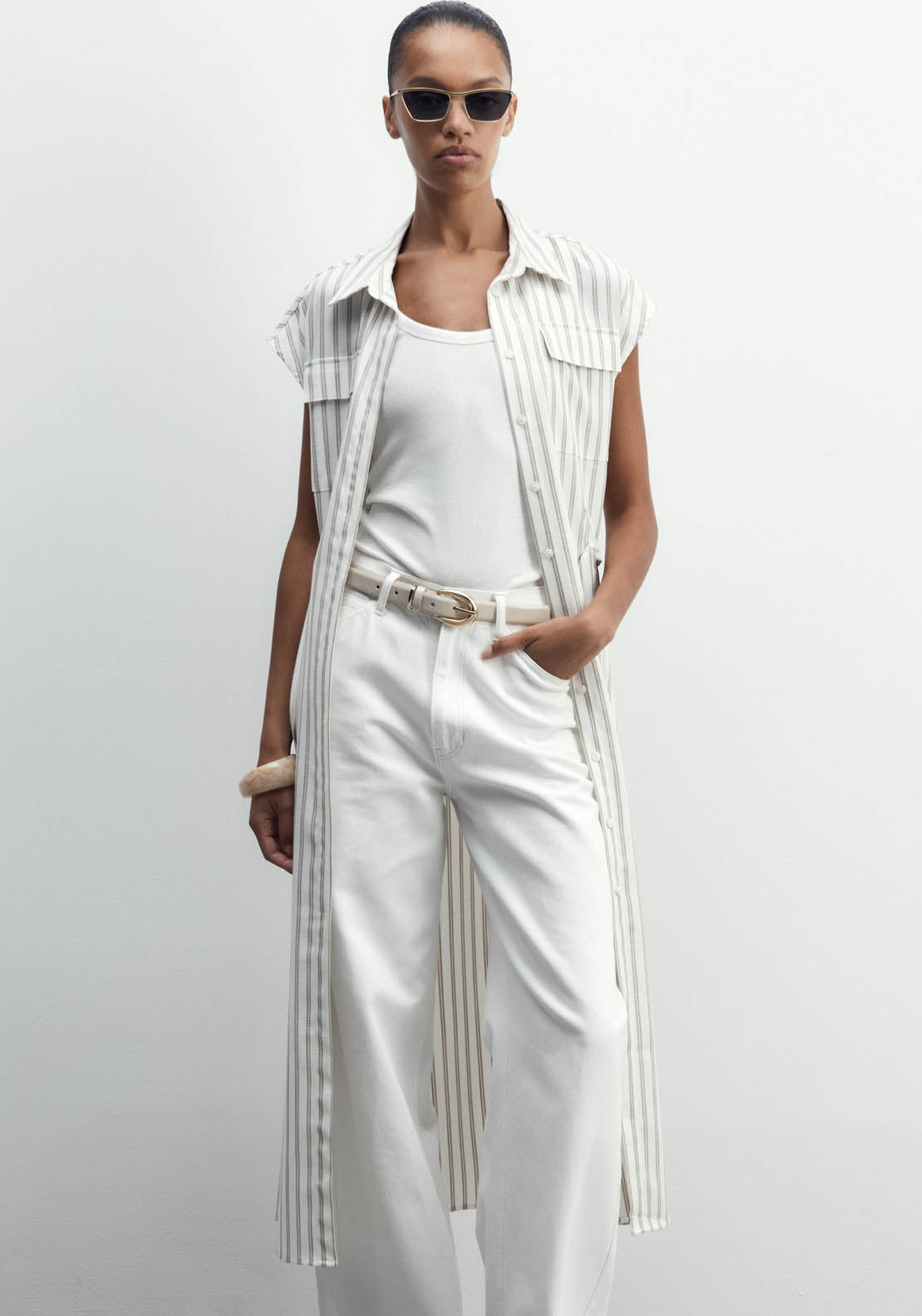 Sfera Striped Dress - Print Camel 5 Shaws Department Stores