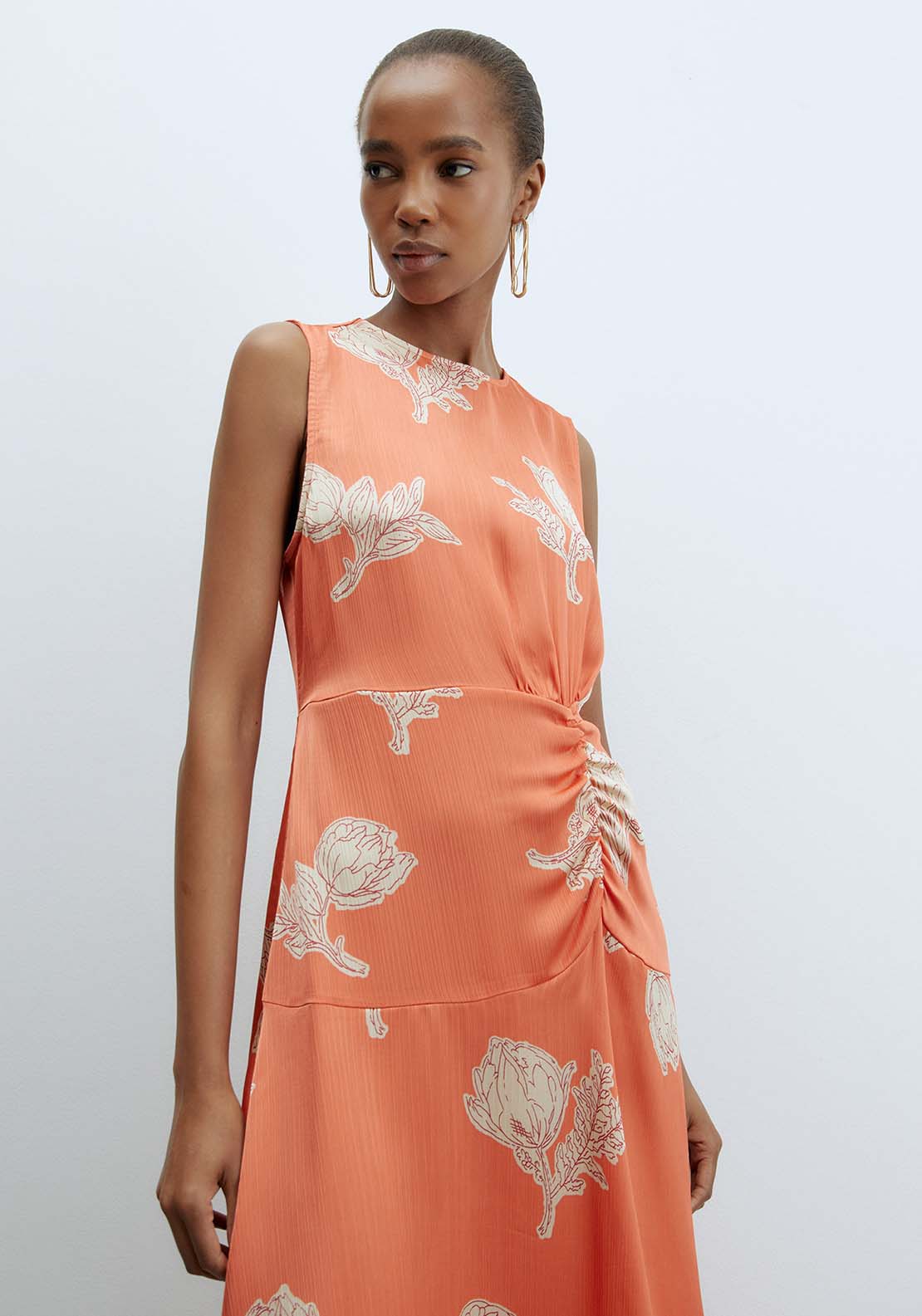Sfera Ruched Dress - Orange 4 Shaws Department Stores