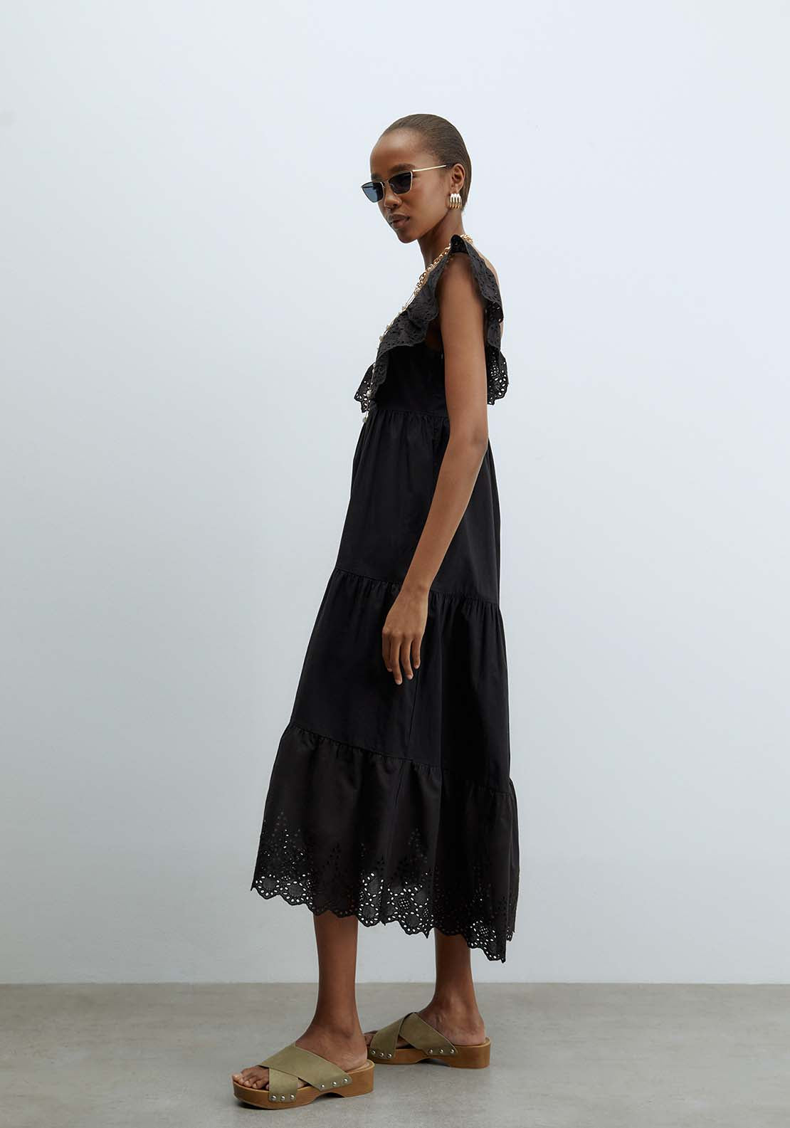 Sfera Schiffli Hem Dress - Black 3 Shaws Department Stores