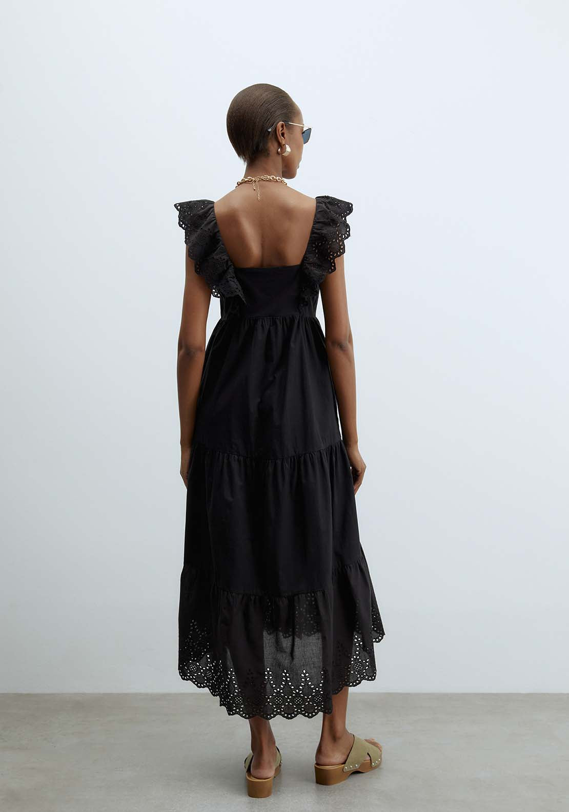 Sfera Schiffli Hem Dress - Black 2 Shaws Department Stores