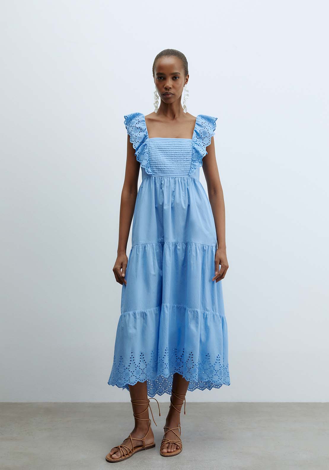 Sfera Schiffli Hem Dress - Blue 1 Shaws Department Stores