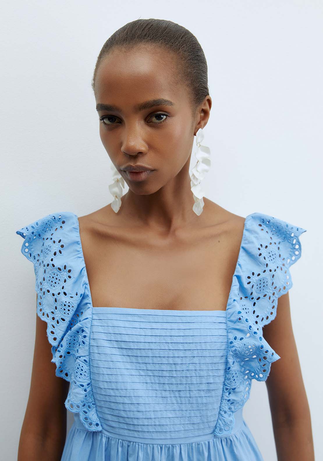 Sfera Schiffli Hem Dress - Blue 4 Shaws Department Stores