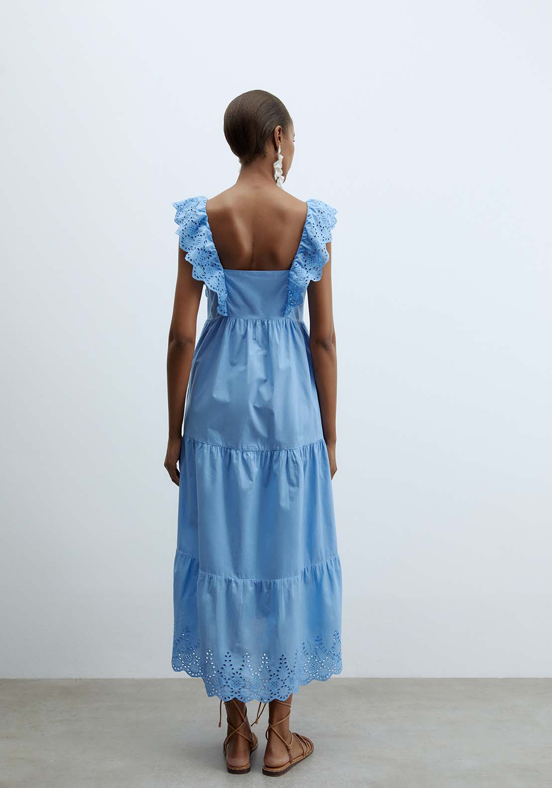Sfera Schiffli Hem Dress - Blue 2 Shaws Department Stores