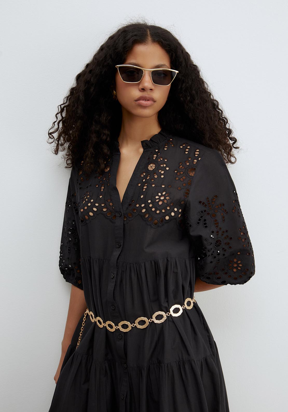 Sfera Schiffli Shirt Dress - Black 4 Shaws Department Stores