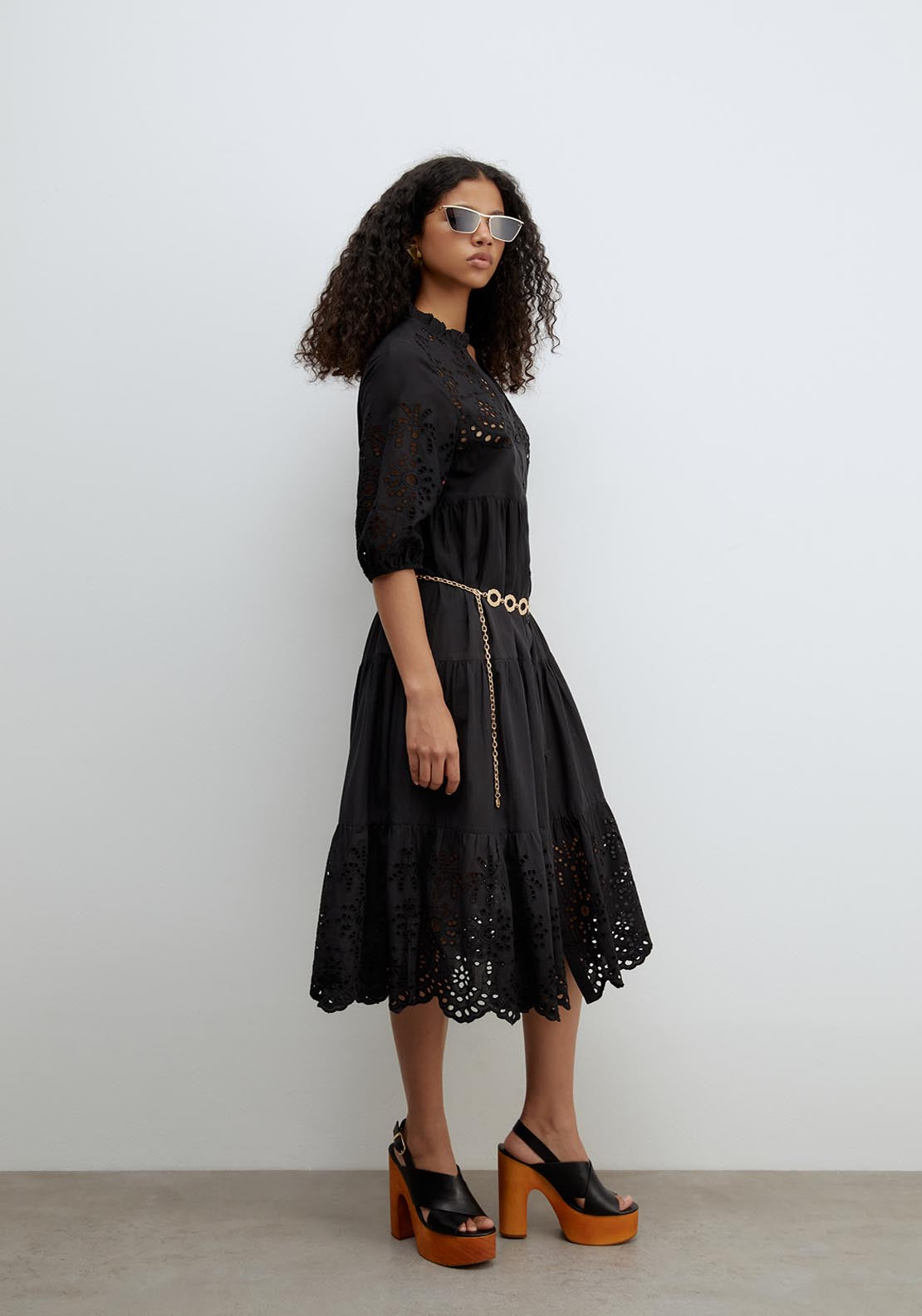 Sfera Schiffli Shirt Dress - Black 3 Shaws Department Stores