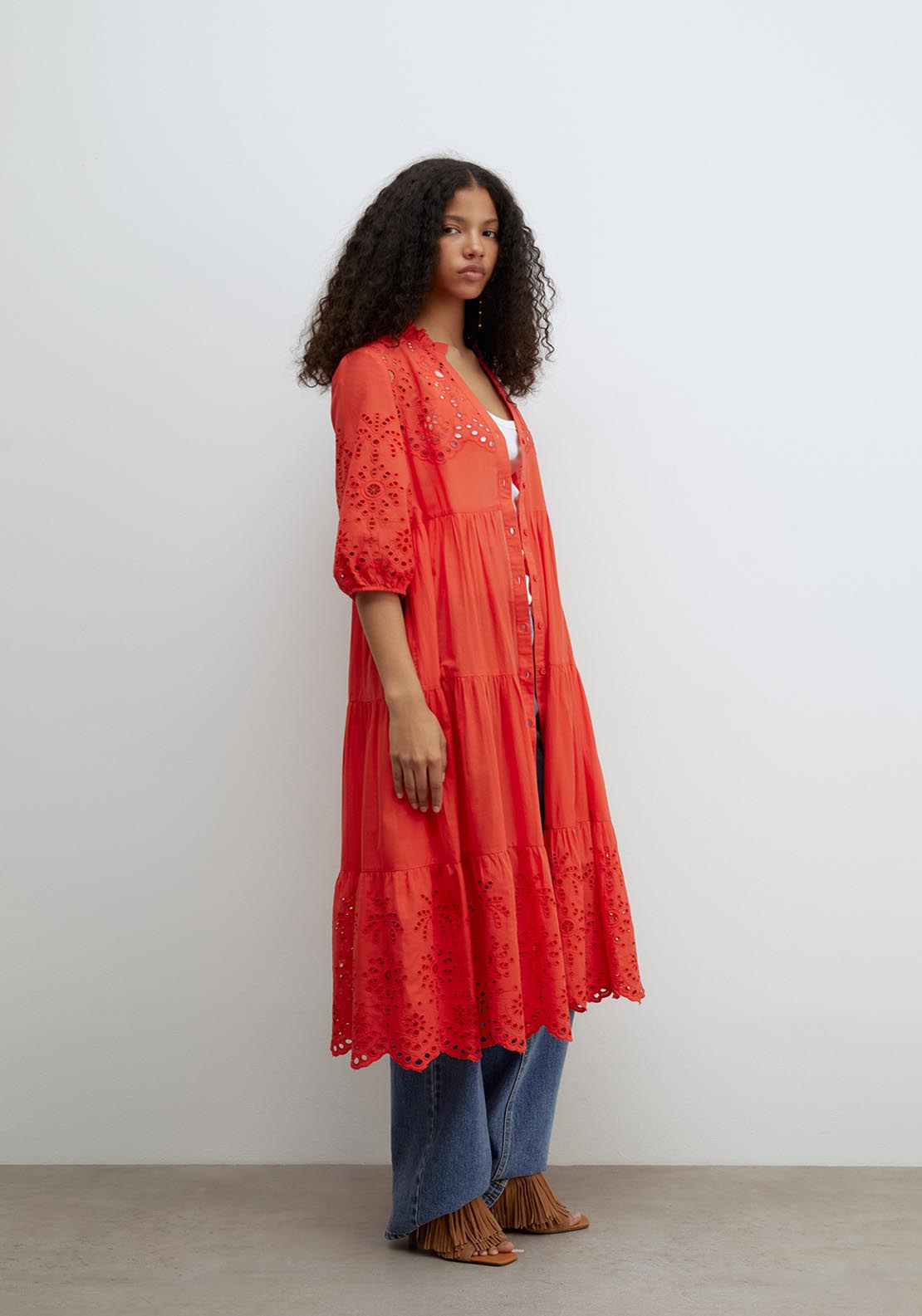 Sfera Schiffli Shirt Dress - Red 3 Shaws Department Stores