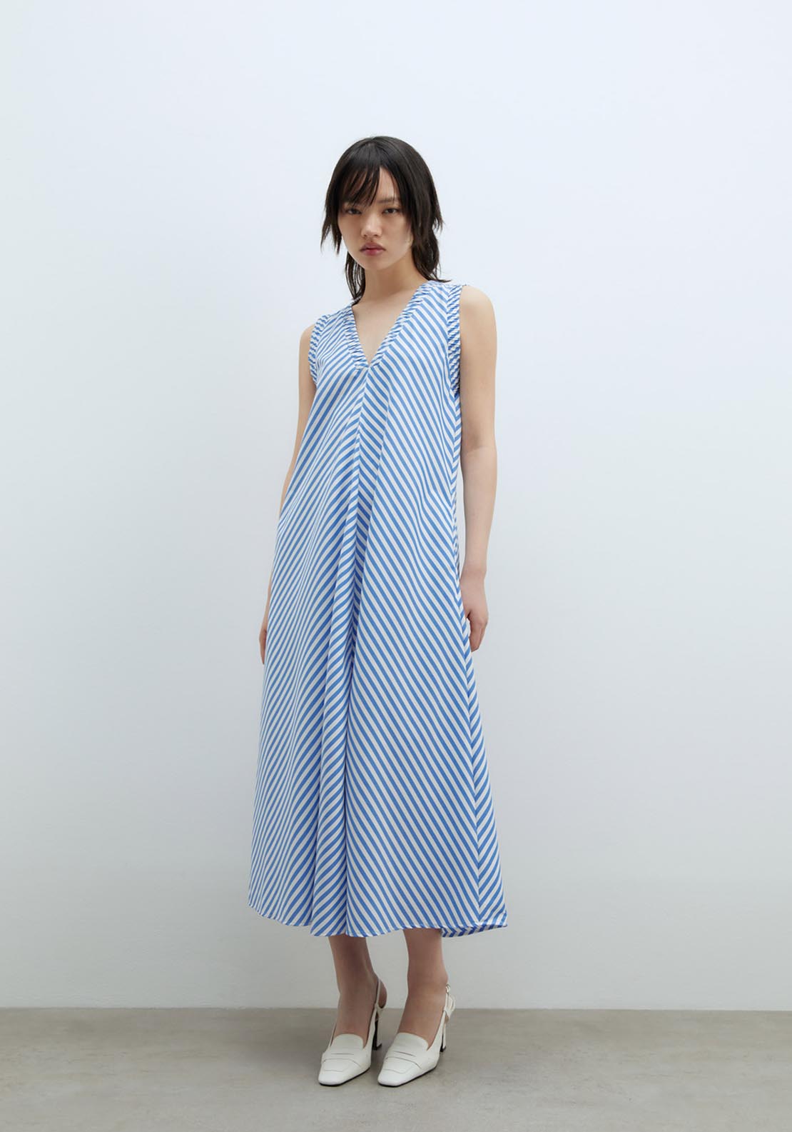 Sfera Elaborated Neckline Dress - Blue 1 Shaws Department Stores