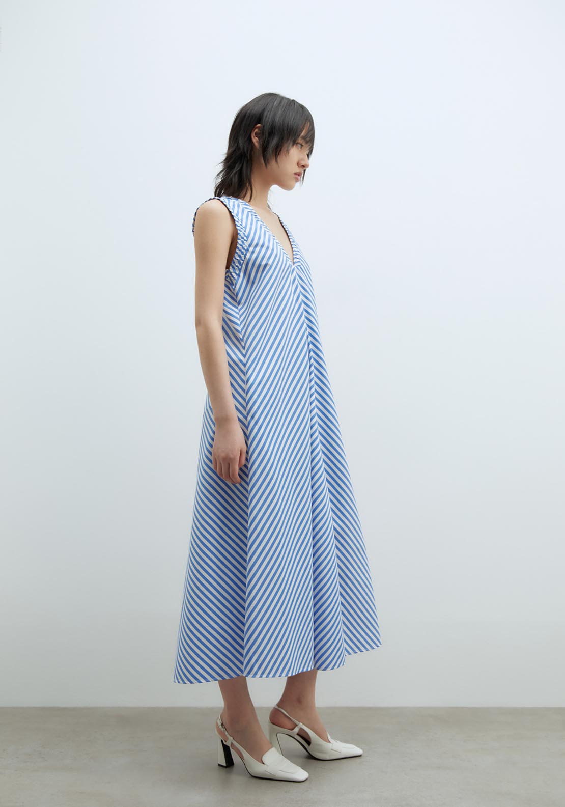 Sfera Elaborated Neckline Dress - Blue 3 Shaws Department Stores