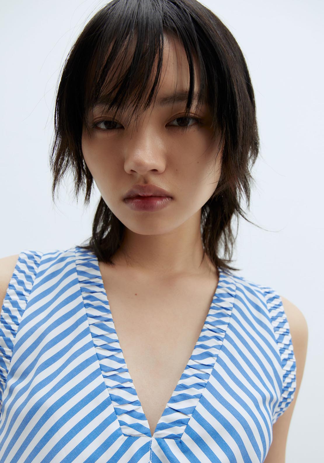 Sfera Elaborated Neckline Dress - Blue 5 Shaws Department Stores