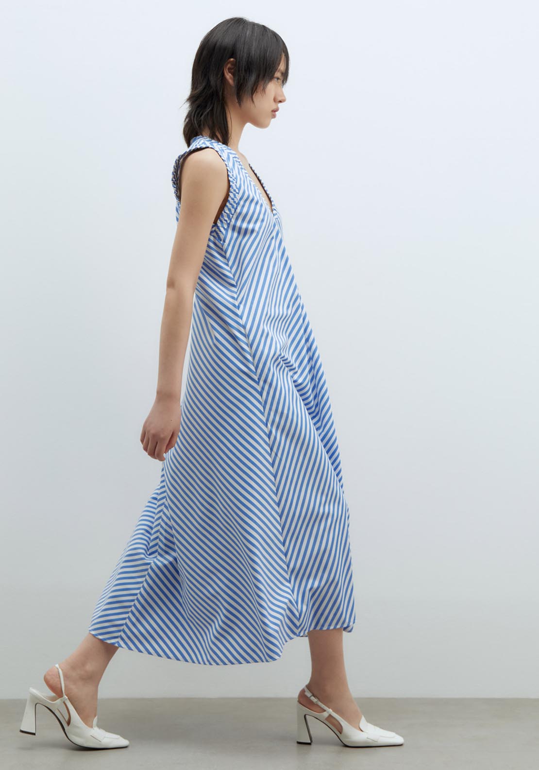 Sfera Elaborated Neckline Dress - Blue 4 Shaws Department Stores