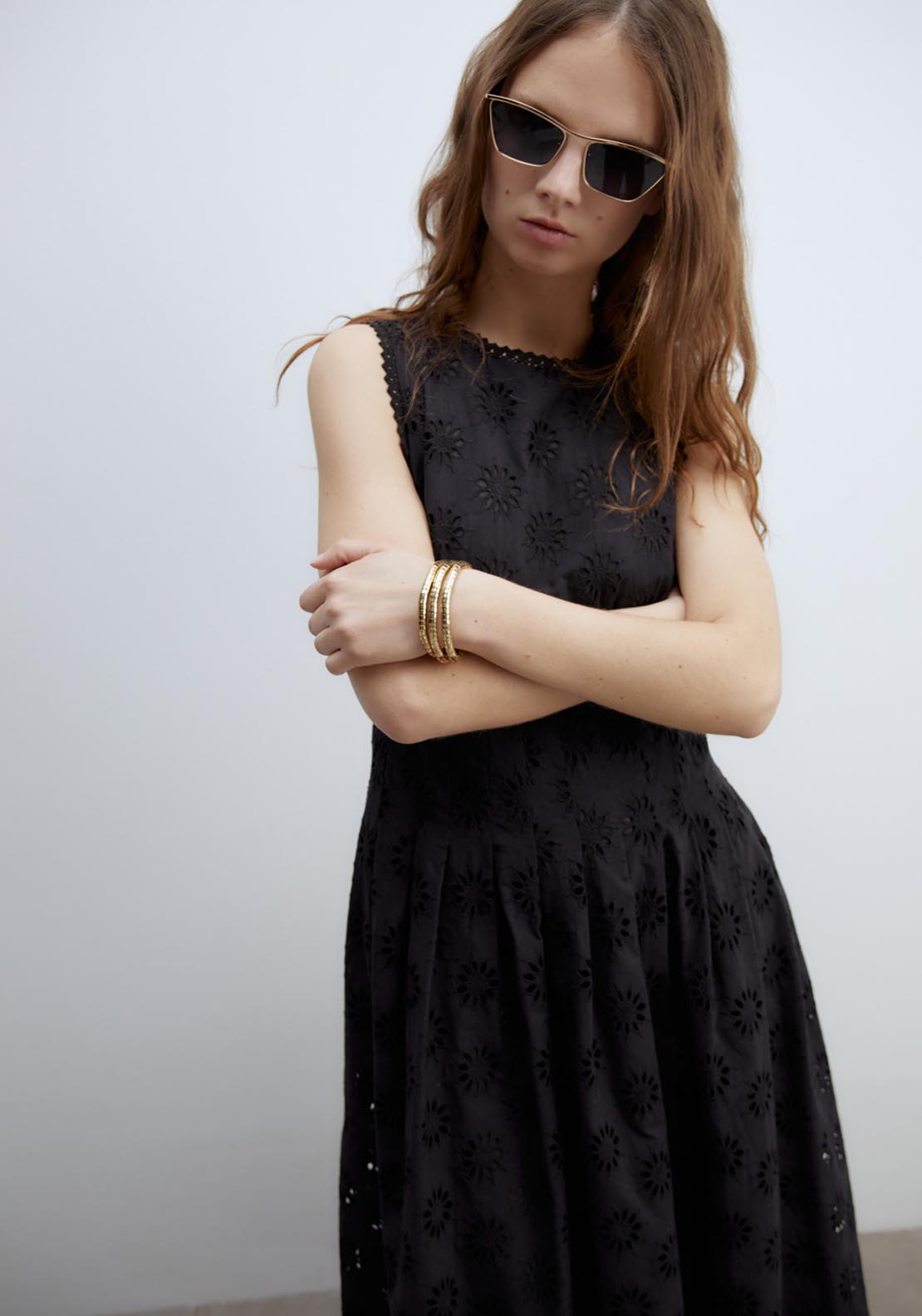 Sfera Schiffli Dress - Black 4 Shaws Department Stores
