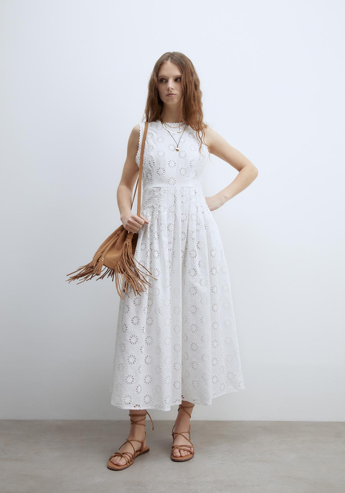 Sfera Schiffli Dress - White 1 Shaws Department Stores