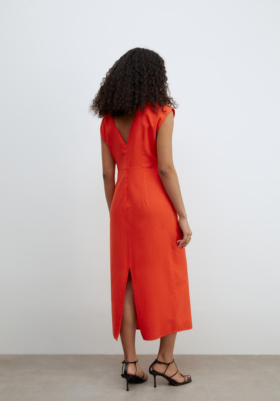 Sfera Ruched Linen Dress - Red 2 Shaws Department Stores