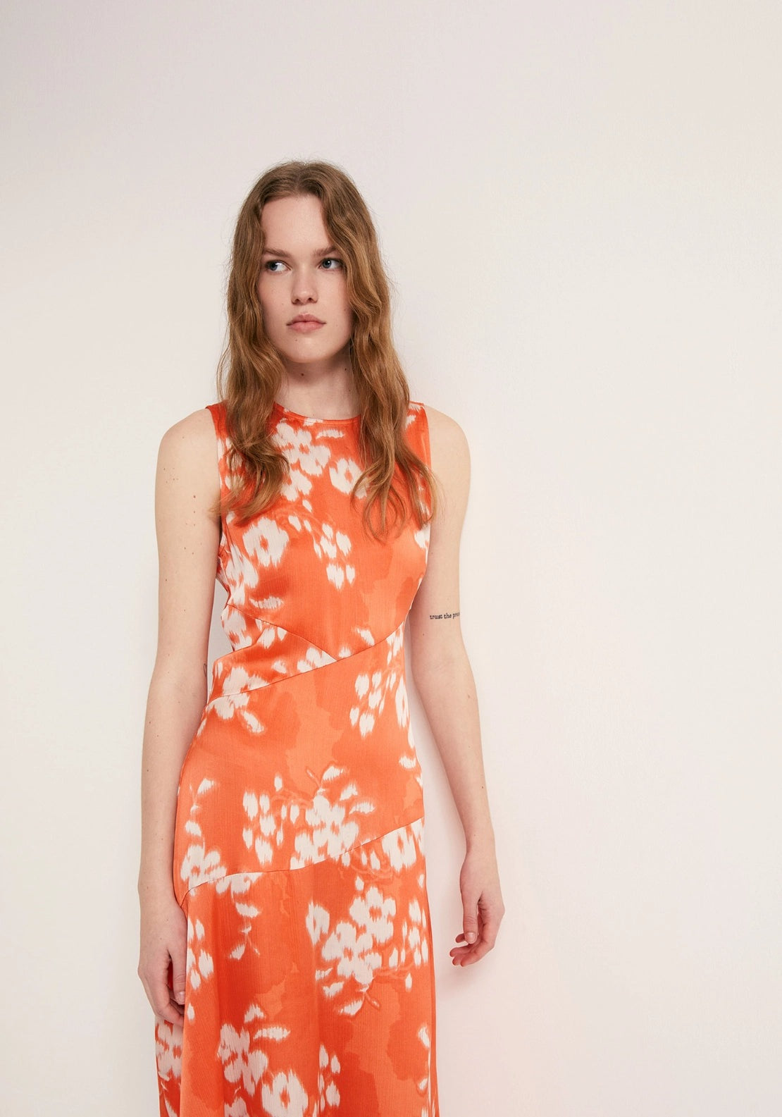 Flowy Seam Dress - Orange