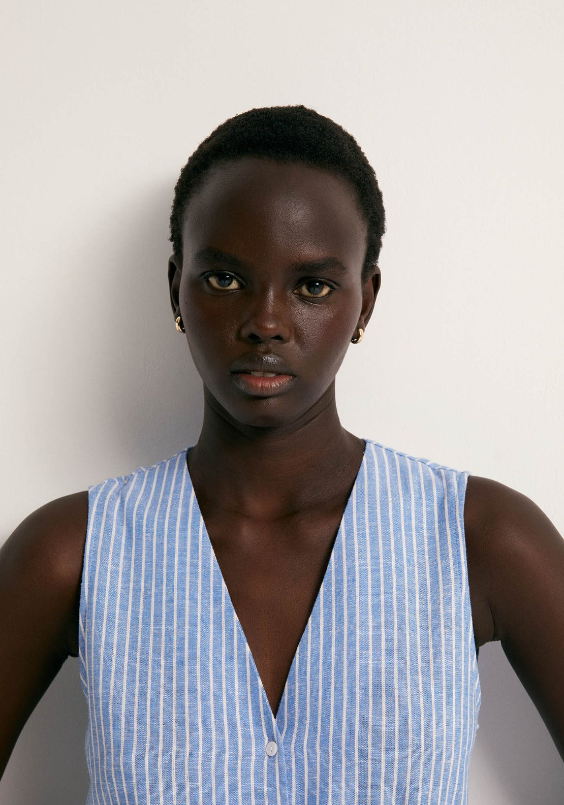 Linen Shirt Dress - Blue