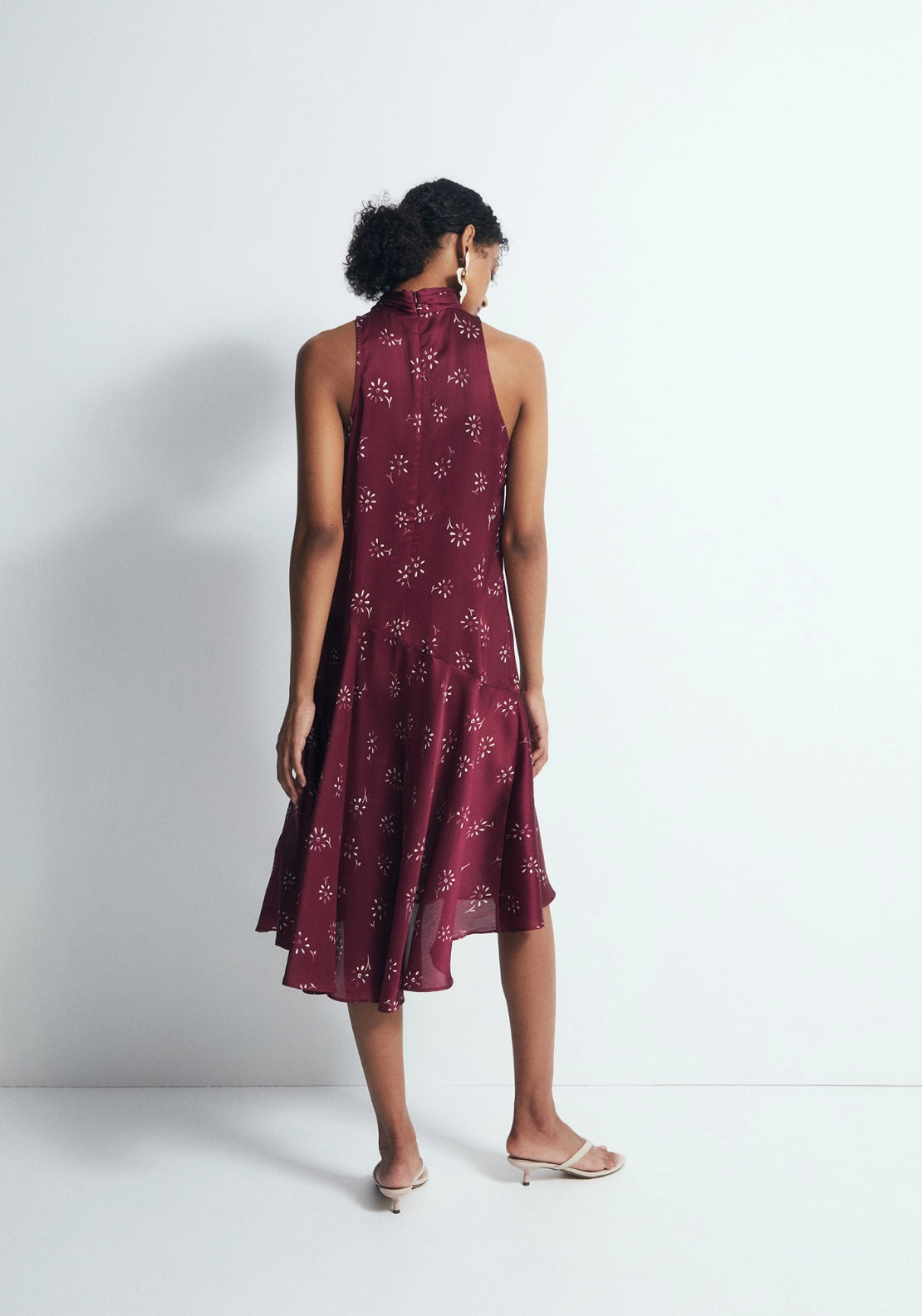Printed Halterneck Dress - Red