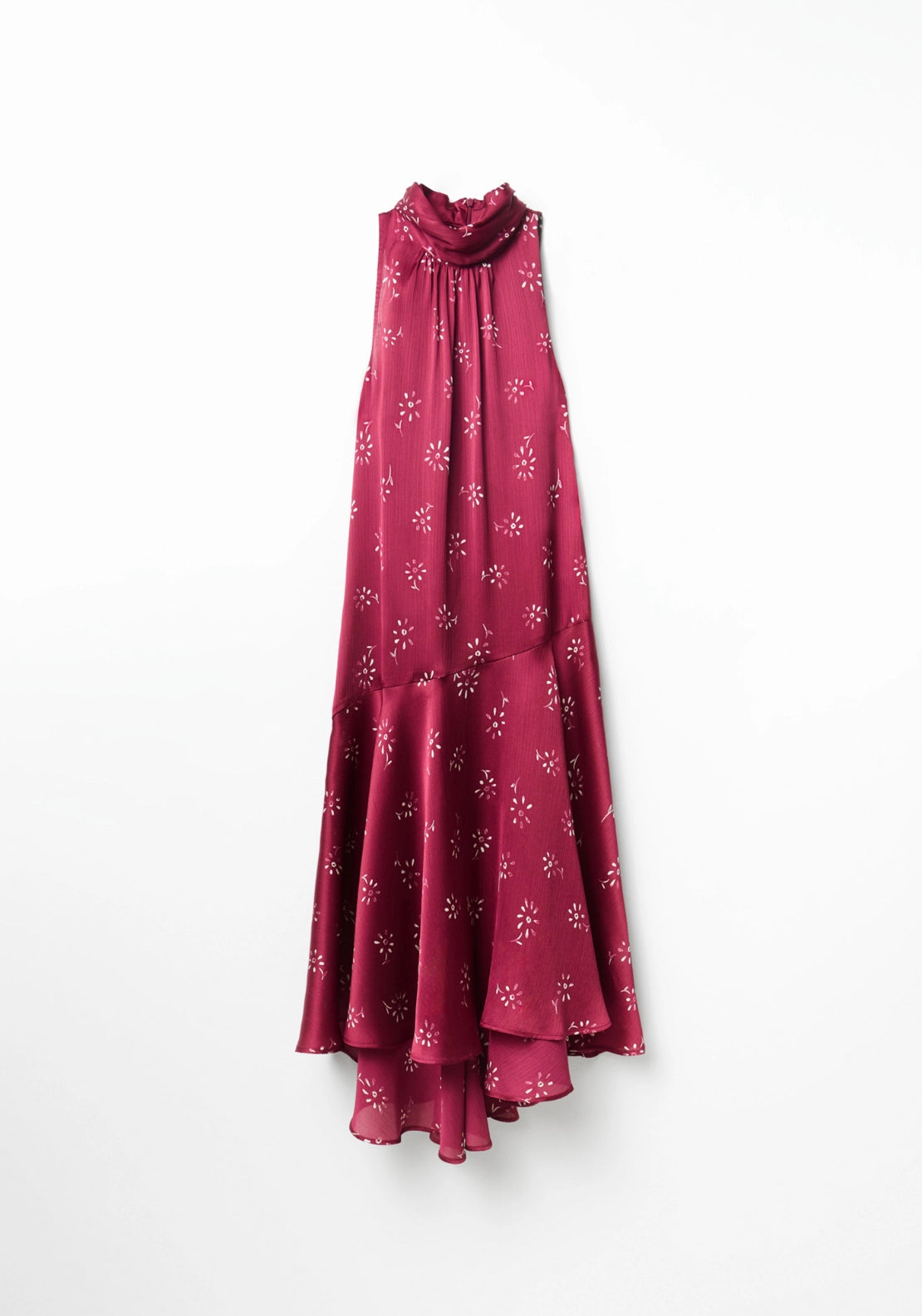 Printed Halterneck Dress - Red
