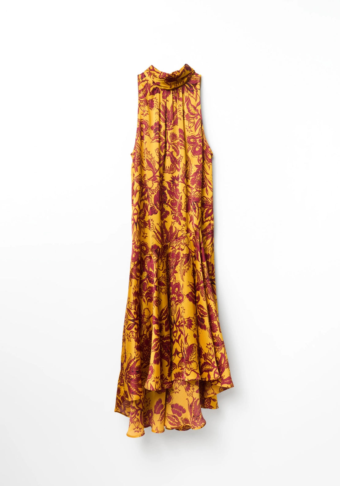 Printed Halterneck Dress - Yellow