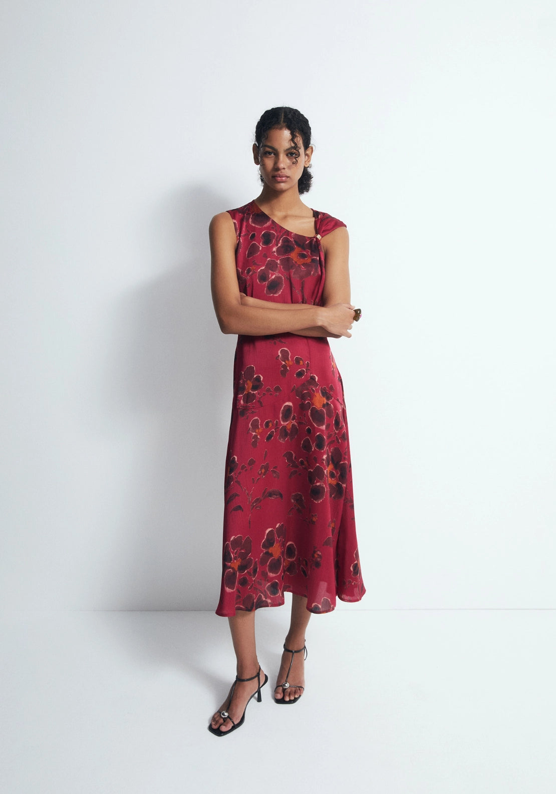 Metallic Hardware Dress - Red