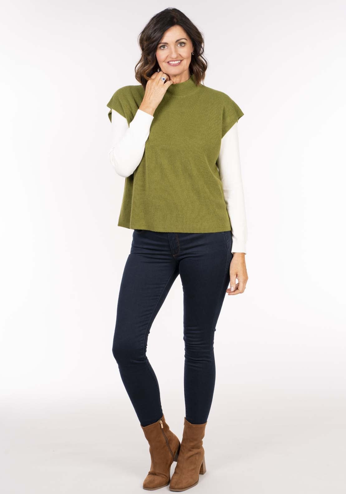 Tea Lane Knit Gillet - Green 5 Shaws Department Stores