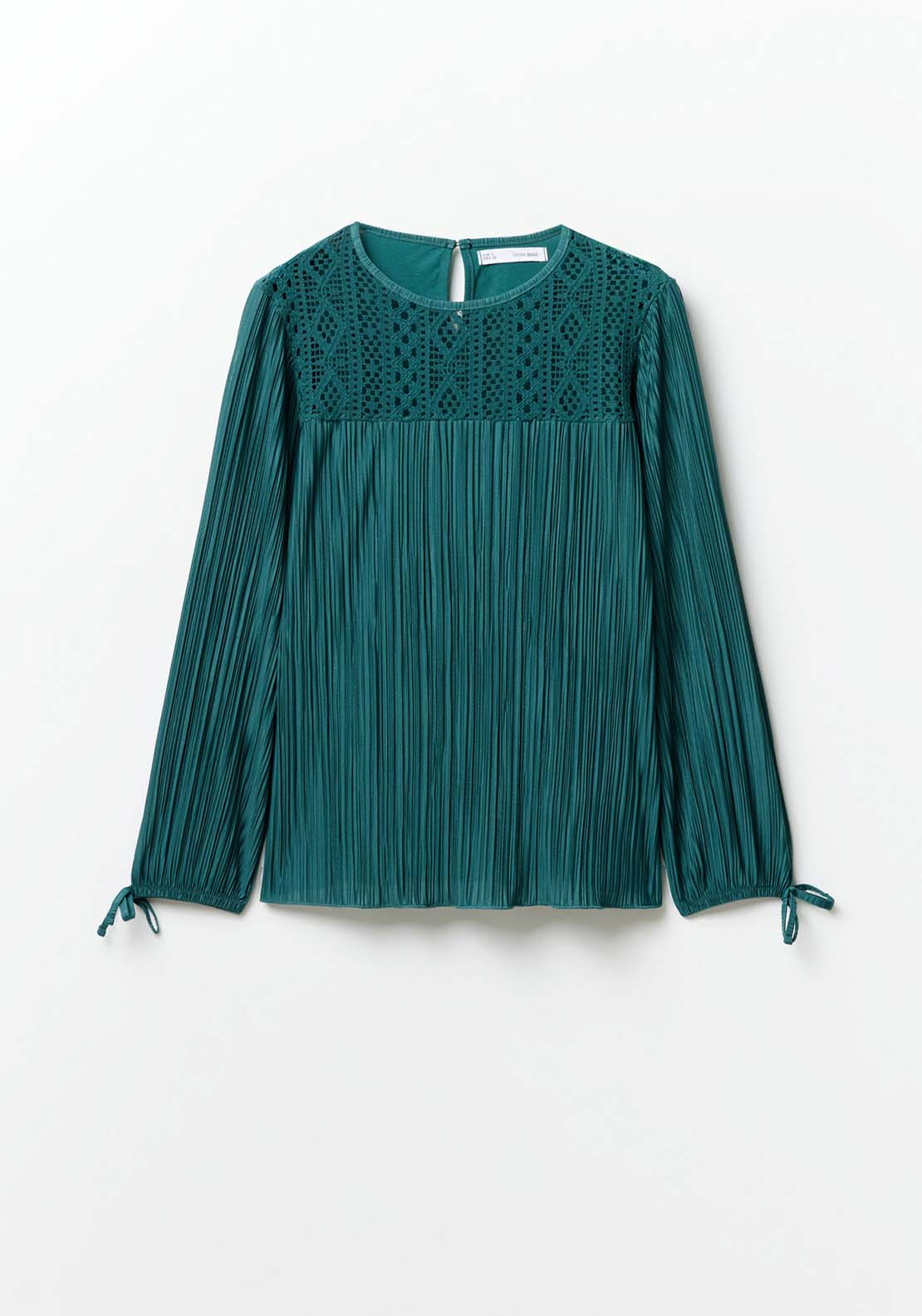Sfera Pleated Romantic Long-Sleeved Top - Green Acid 6 Shaws Department Stores