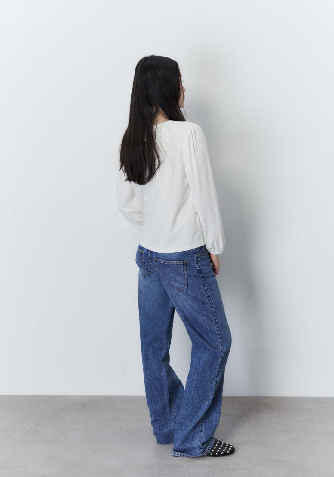Sfera Plain long-sleeved T-shirt Top - White 4 Shaws Department Stores