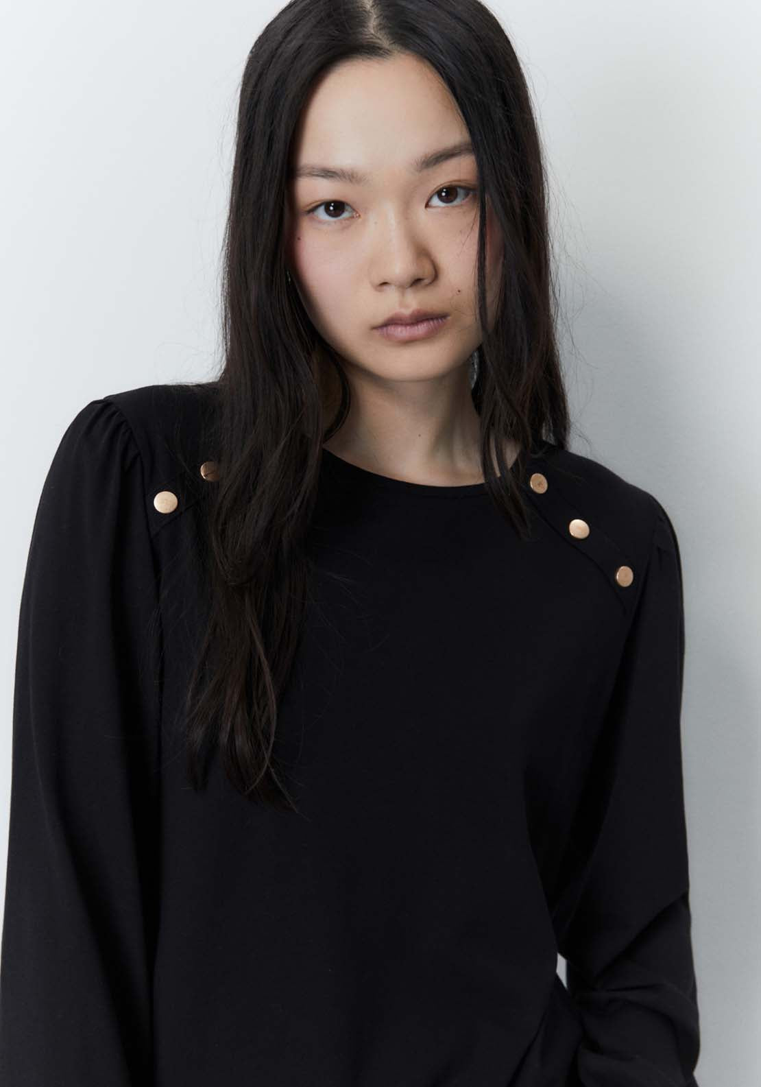 Sfera Plain long-sleeved T-shirt Top - Black 4 Shaws Department Stores