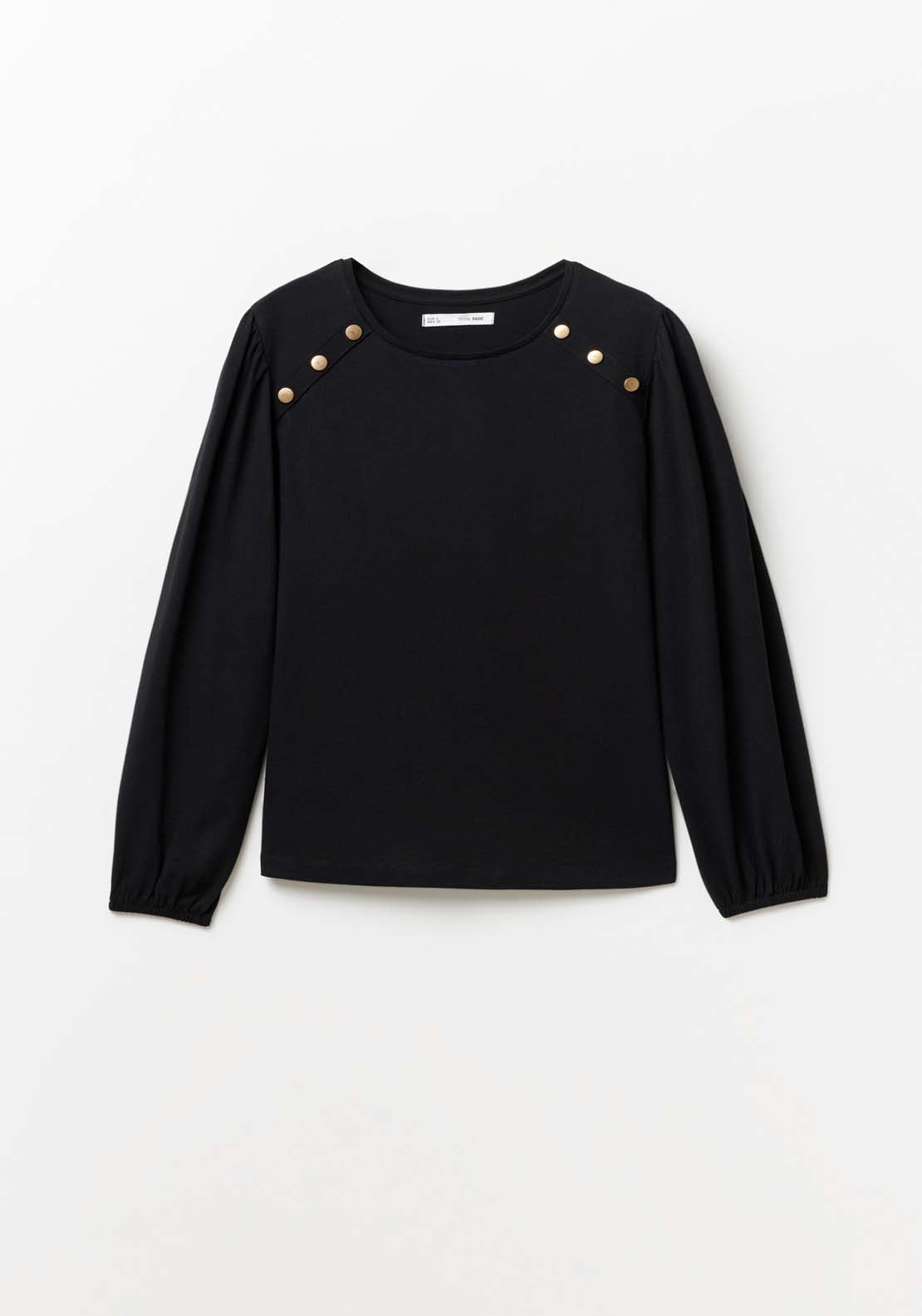 Sfera Plain long-sleeved T-shirt Top - Black 6 Shaws Department Stores