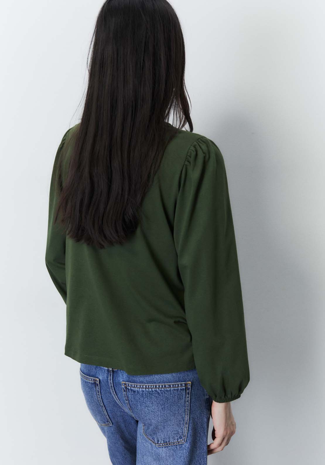 Sfera Plain long-sleeved T-shirt Top - Green 5 Shaws Department Stores