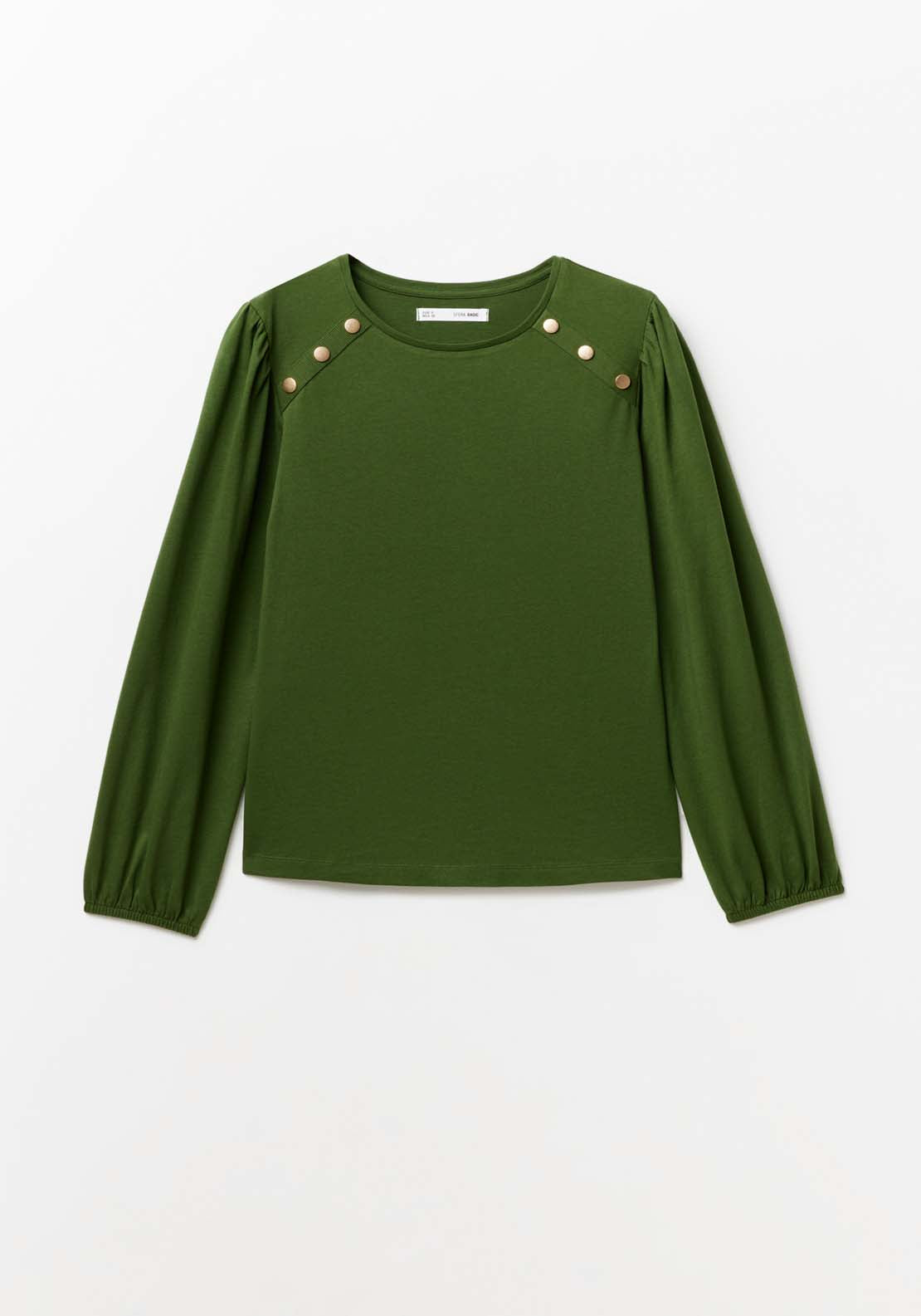 Sfera Plain long-sleeved T-shirt Top - Green 6 Shaws Department Stores