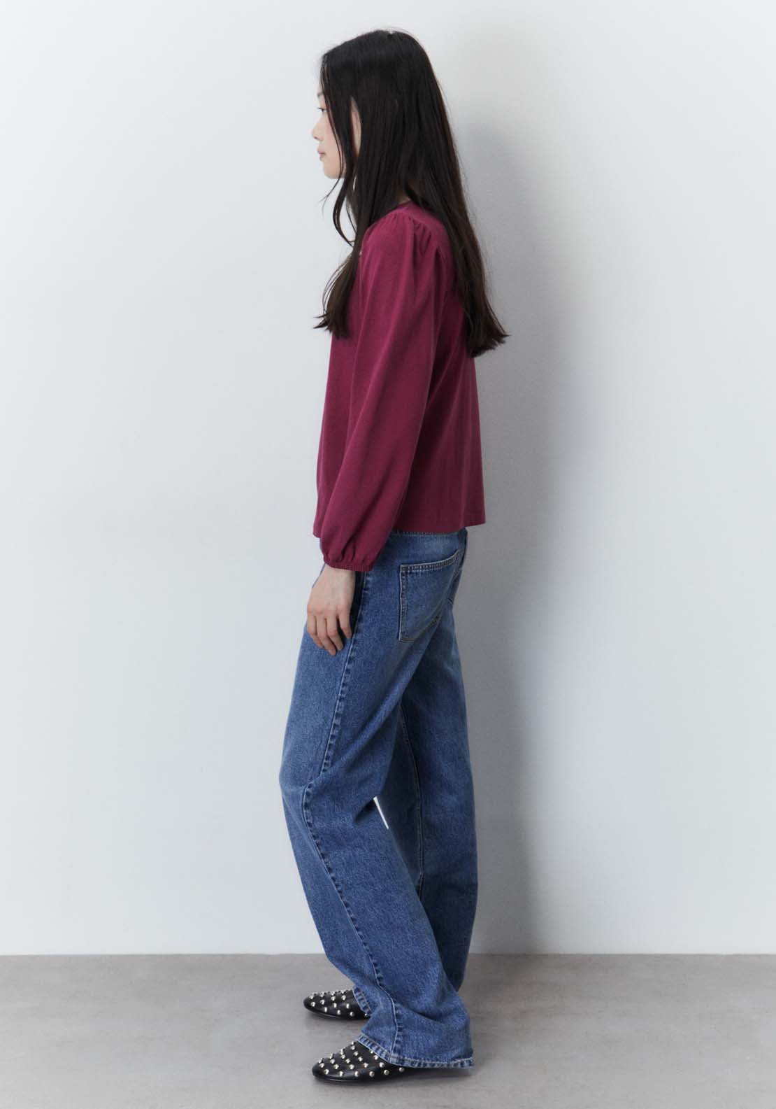 Sfera Plain long-sleeved T-shirt Top - Magenta 3 Shaws Department Stores
