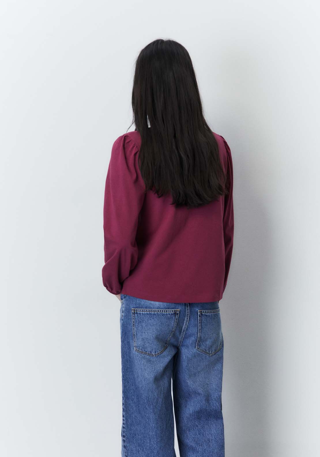 Sfera Plain long-sleeved T-shirt Top - Magenta 4 Shaws Department Stores